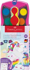 Cartoleria Confezione Acquerelli Connector Unicorno con 12 godets colori+ tubetto glitter  e stickers unicorno, rosa Faber-Castell