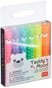 Cartoleria Set di 6 mini evidenziatori Legami, Teddy's Mood 	Legami